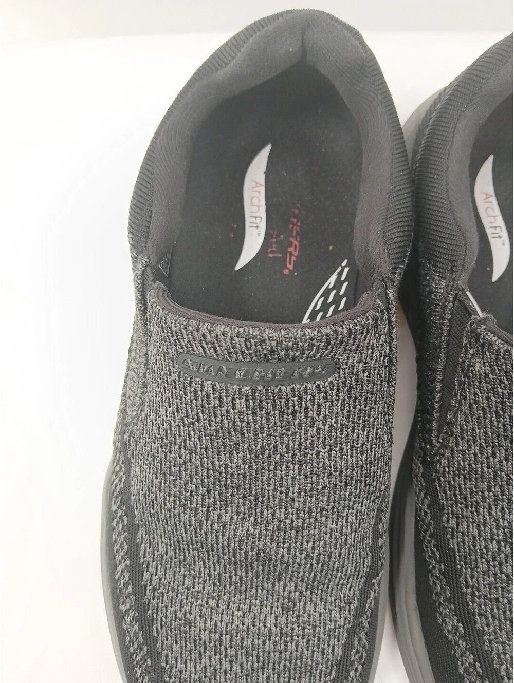 Skechers Air Cooled Arch Fit Shoes Mens 9.5 Gray Black Slip-on Loafers  Casual